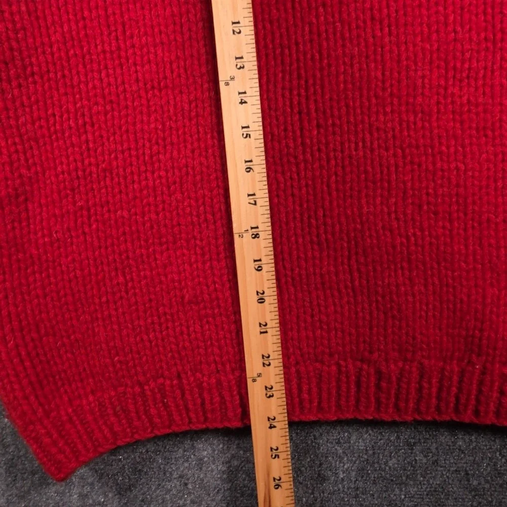 J.Crew Hand Knit Crewneck Sweater Mens XL Red Wool Striped Pullover